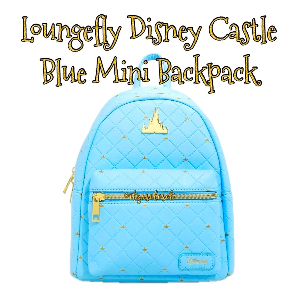 Loungefly Disney Castle Blue Quilted Mini Backpack NWT